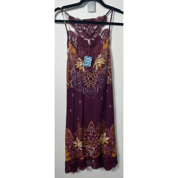 NEW INTIMATELY FREE PEOPLE M "Who’s Sorry Now" Floral Lace Mini Slip Dress B14 - Picture 3 of 9